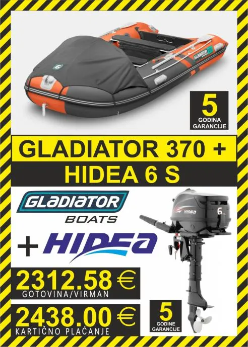 set gumenjak gladiator 370 + motori hidea - slika 9