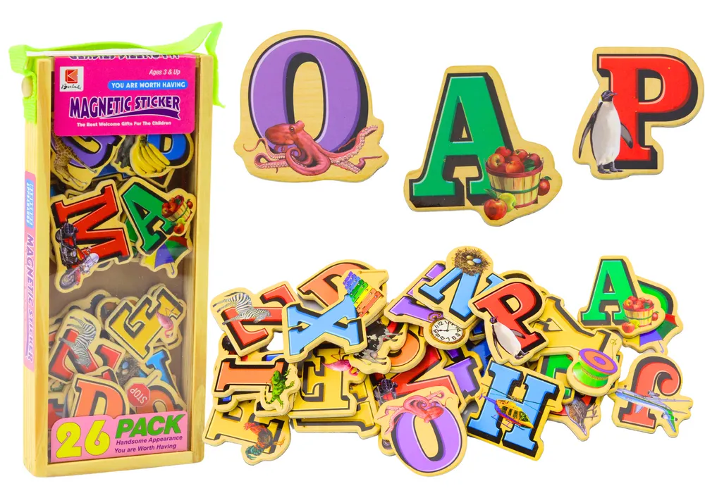 Set of Wooden Letters Pictures Magnets 26 Pieces - Mursko Središće