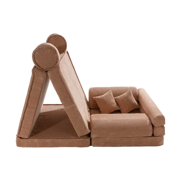 velika modularna sofa za djecu - premium korduroj, svijetlo ružičasta - slika 4