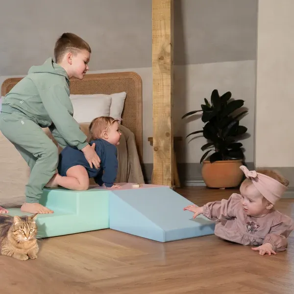 soft play set od 3 pjenastih blokova - mekani pastelni mini penjalica - slika 6
