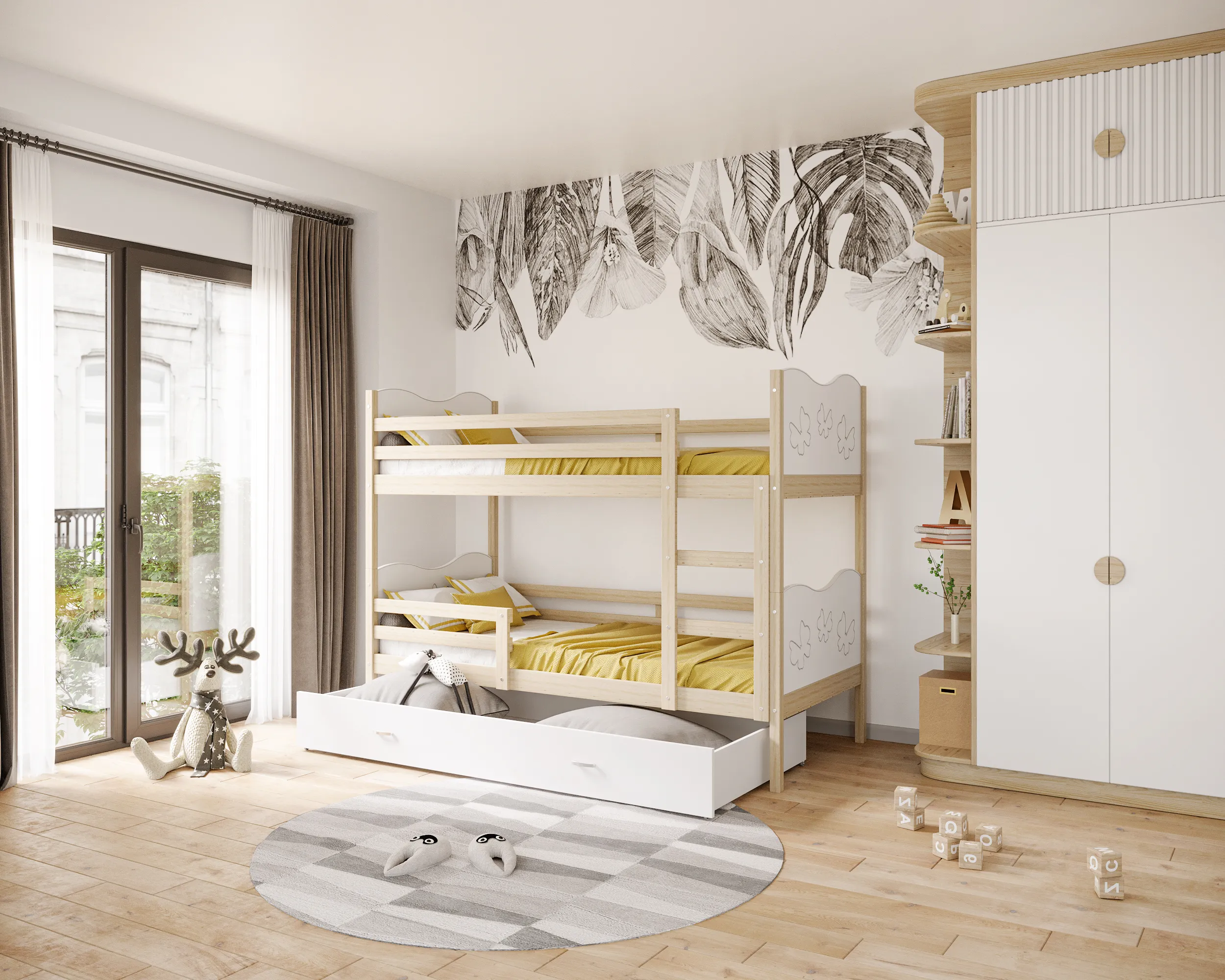 dječji krevet na kat s motivom leptira 190×80 - slika 4