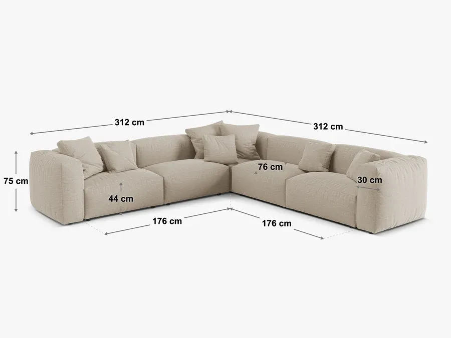 kutna garnitura martina, 312x312cm, materijal: baršun - slika 4