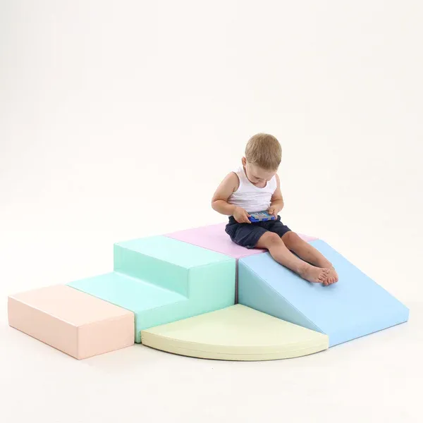 set pjenastih blokova soft play 5-svijetlo pastelna kutna penjalica xl - slika 6