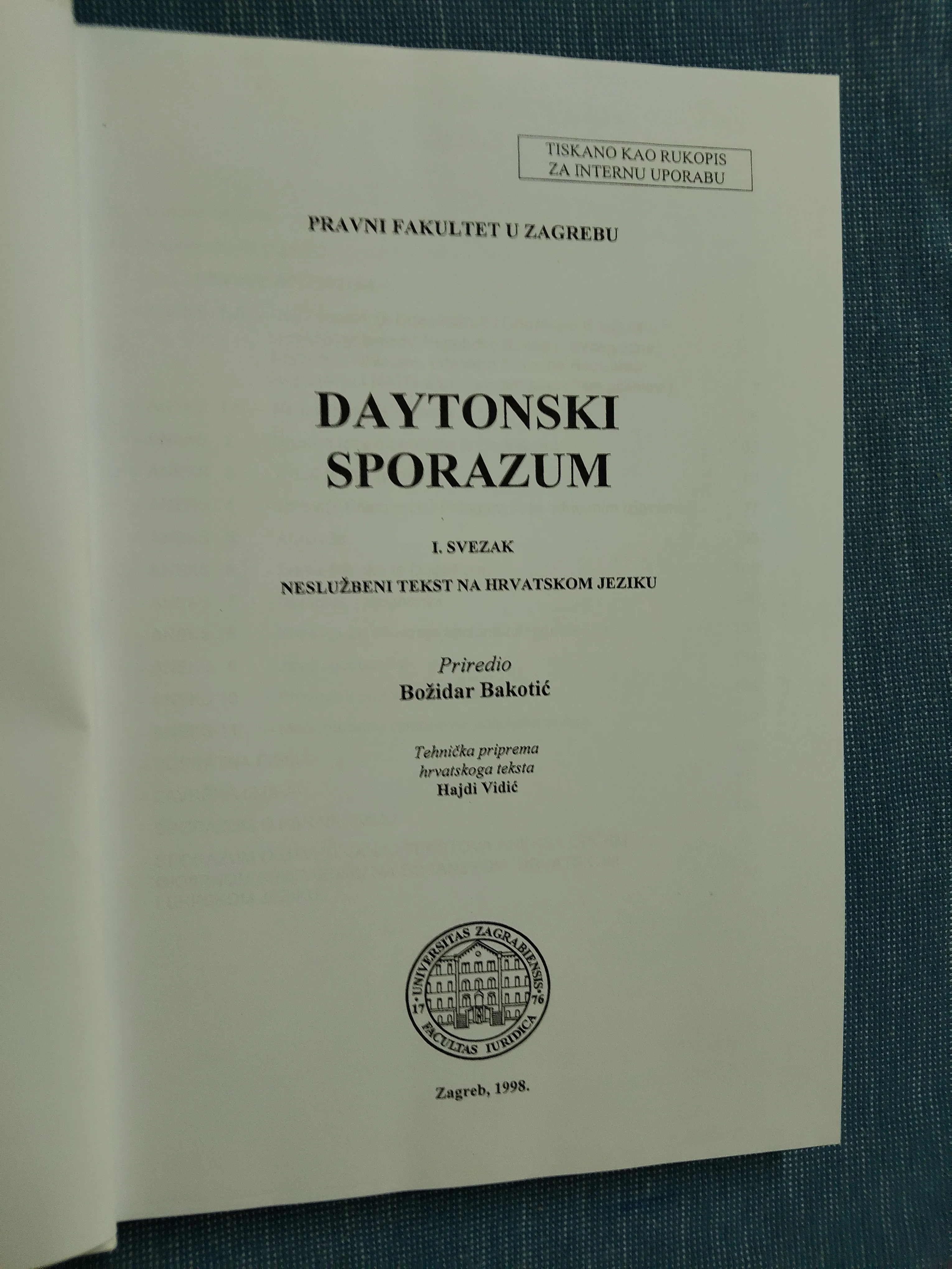 daytonski sporazum : neslužbeni tekst na hrvatskoj jeziku - slika 2