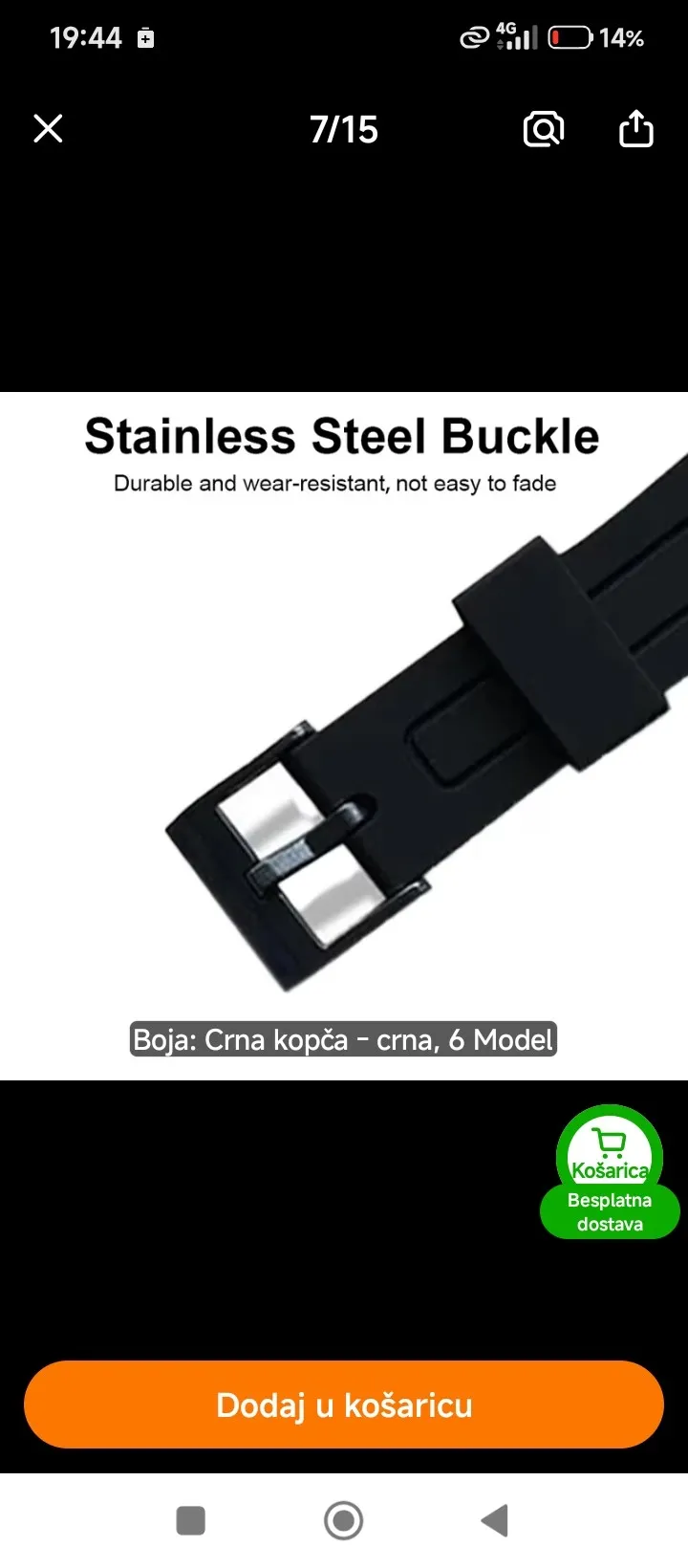 remen za sat 22 mm silikonski ojačan - slika 2