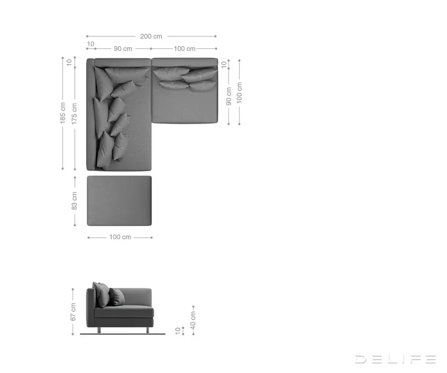 kutna garnitura clovis 200x185cm, materijal: strukturirana tkanina - slika 9