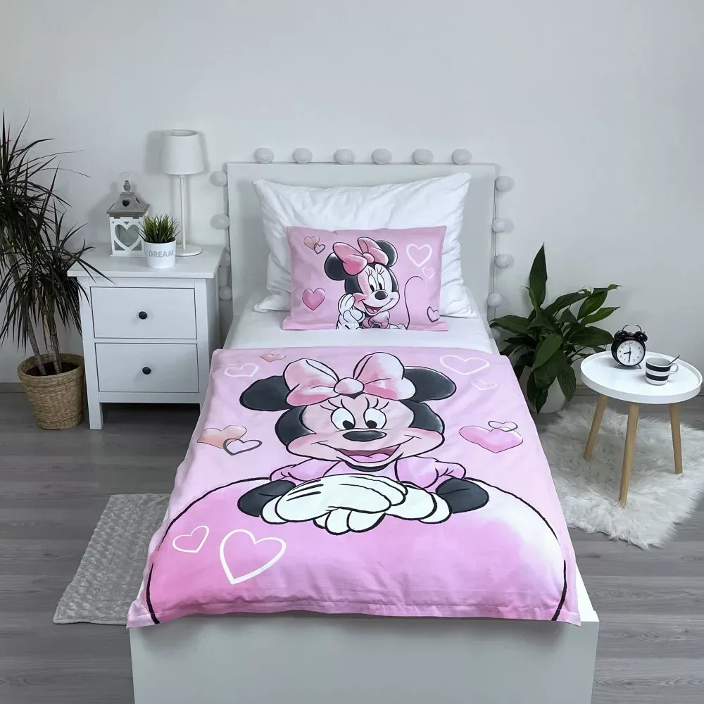 minnie mouse ‘hearts’ posteljina za bebe, 100×135 cm - slika 2