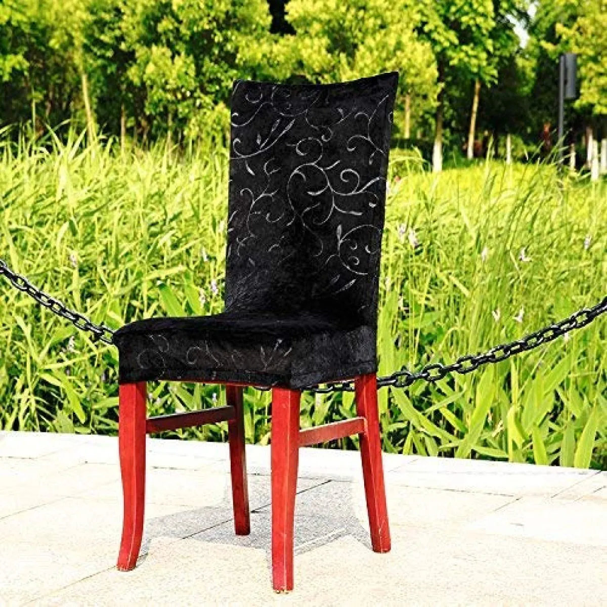 univerzalne plišane navlake za stolice foral velvet - slika 6