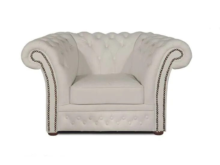 Chesterfield Fotelja Winfield Basic Luxe Leather | 1-sjedište | White - Ježdovec, Zagreb