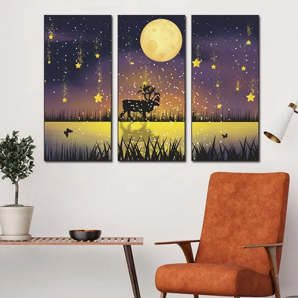zidna naljepnica u tri dijela deer in the night - slika 3