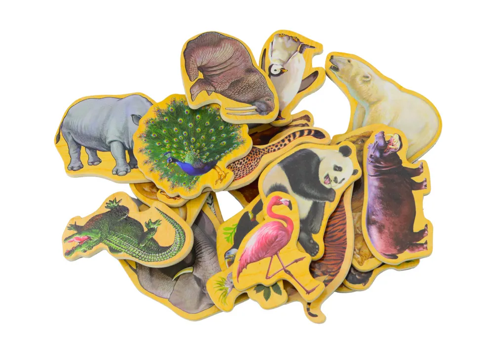 wooden magnets wild animals safari 20 pieces - slika 2