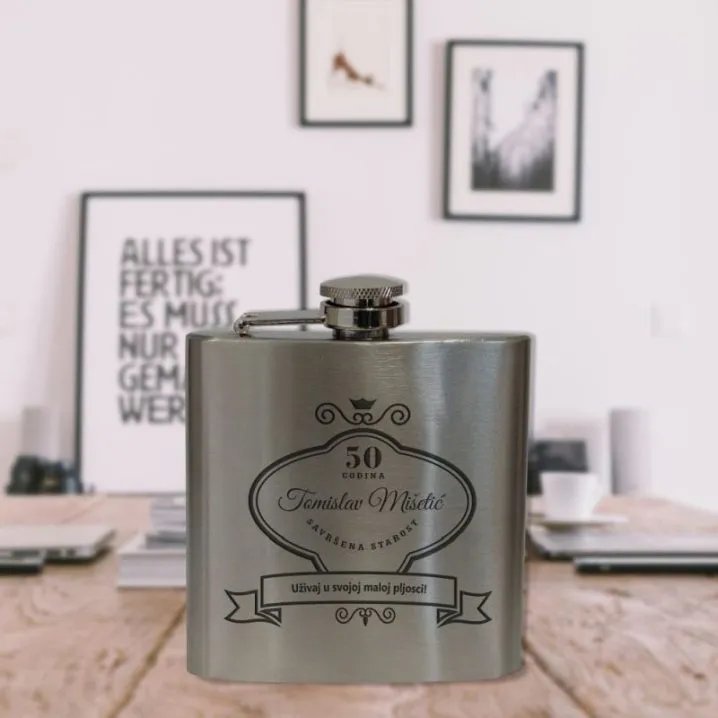 personalizirana pljoska povodom rođendana – inox - slika 2