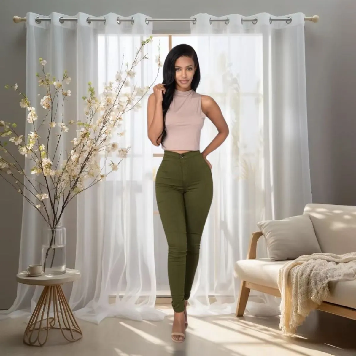 slim traperice visoki struk athena - slika 16