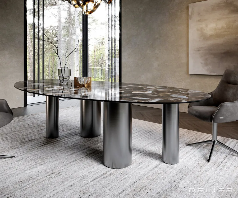 blagovaonski stol edge 280x130cm, materijal: keramika na staklu - slika 2