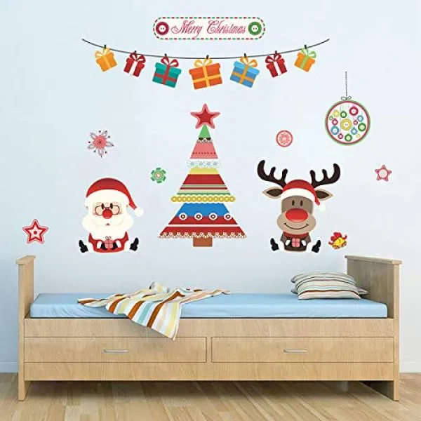 zidna naljepnica - merry christmas - djedica i rudolf - slika 5