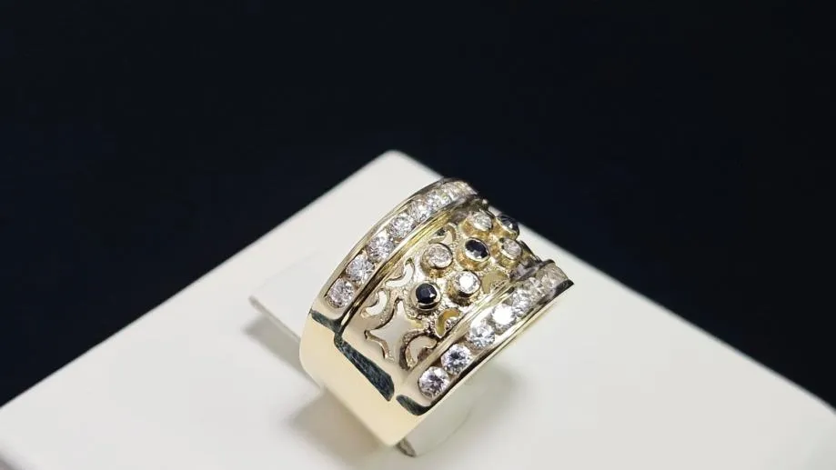 zlatni prsten 14k 7,48g s dijamantima 0,29ct/ r1, rate !! - slika 2