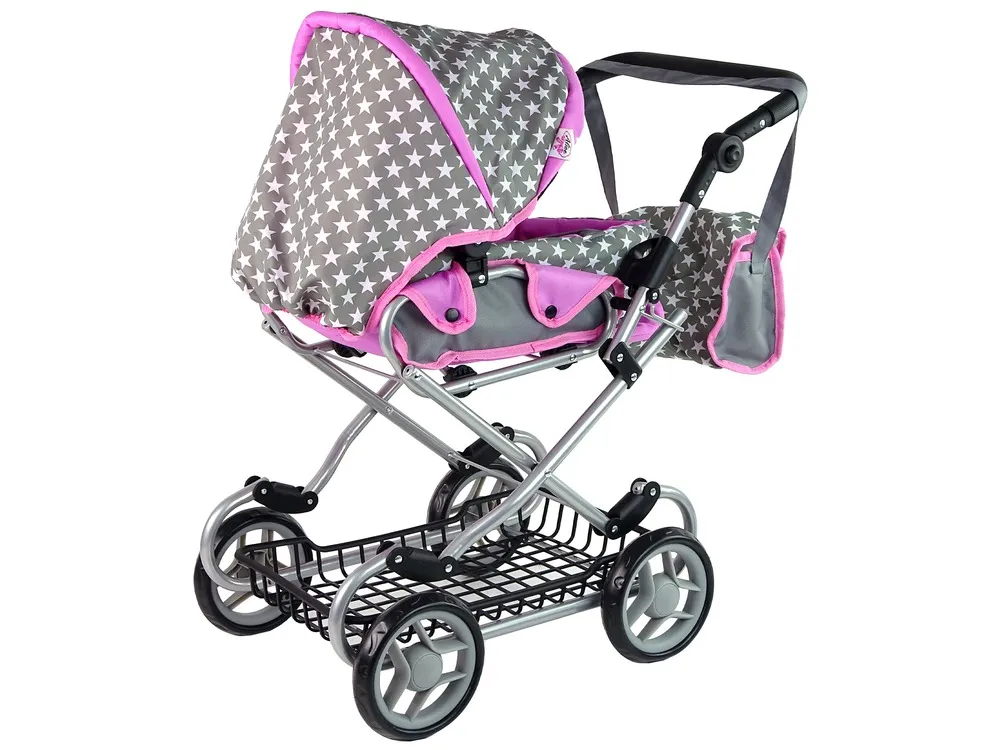 kolica za lutke 2u1 carrier bag - siva - slika 4
