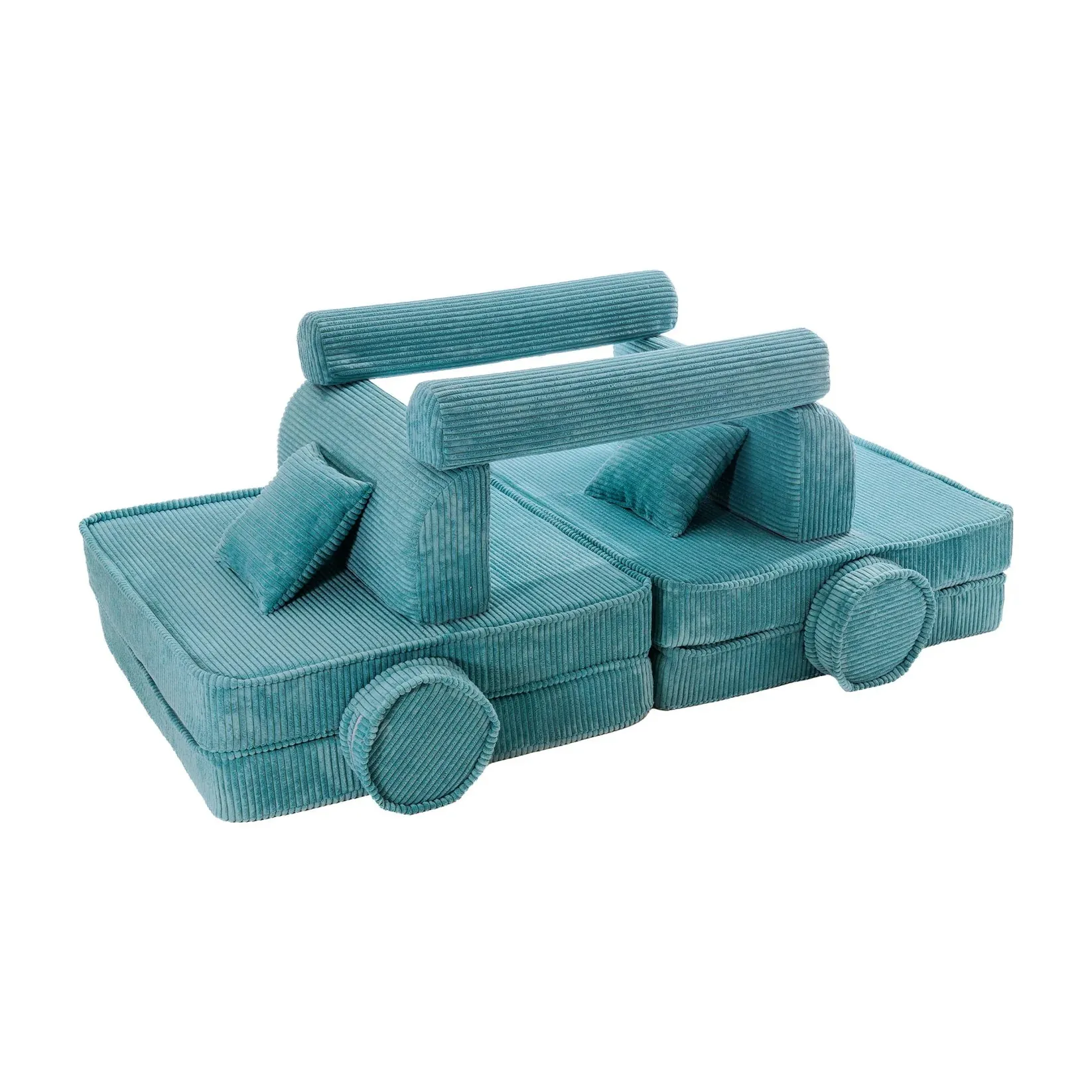 velika modularna sofa za djecu - premium korduro tirkizna - slika 4