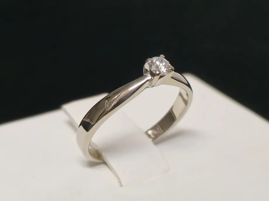 zlatni prsten s dijamantom (14k) 0,11ct / r1, rate ! - slika 2
