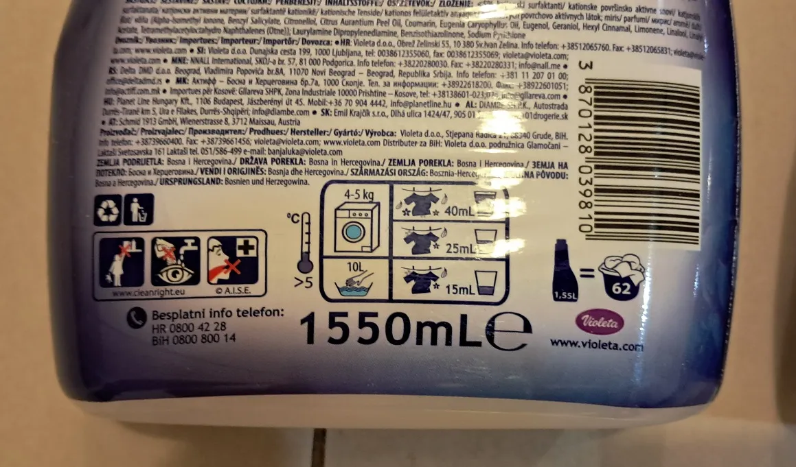 omekšivači violeta ultra intense, 1550 ml (20 kom.); zg (jarun) - slika 5