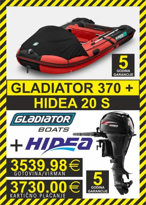 set gumenjak gladiator 370 + motori hidea - slika 4