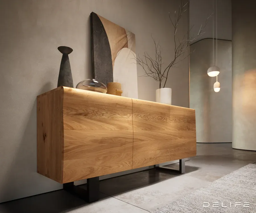 komoda new live-edge 145 cm, materijal: hrast - slika 4