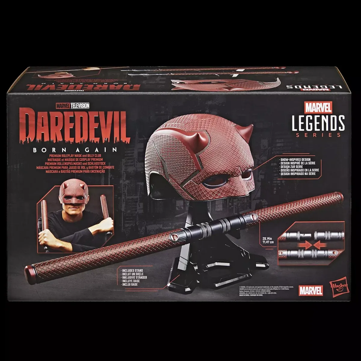 marvel legends series: daredevil mask + billy club replica - slika 9