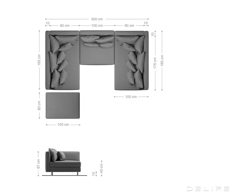kutna garnitura clovis 300x185cm, materijal: mikrovelur - slika 6