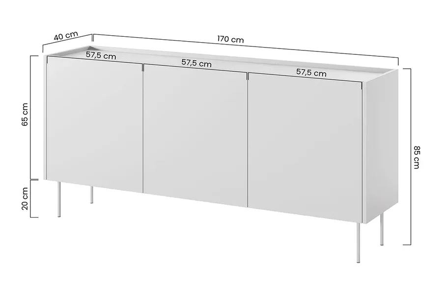 komoda desin 170cm, 3 vrata i 4 ladice, materijal: mdf - slika 7