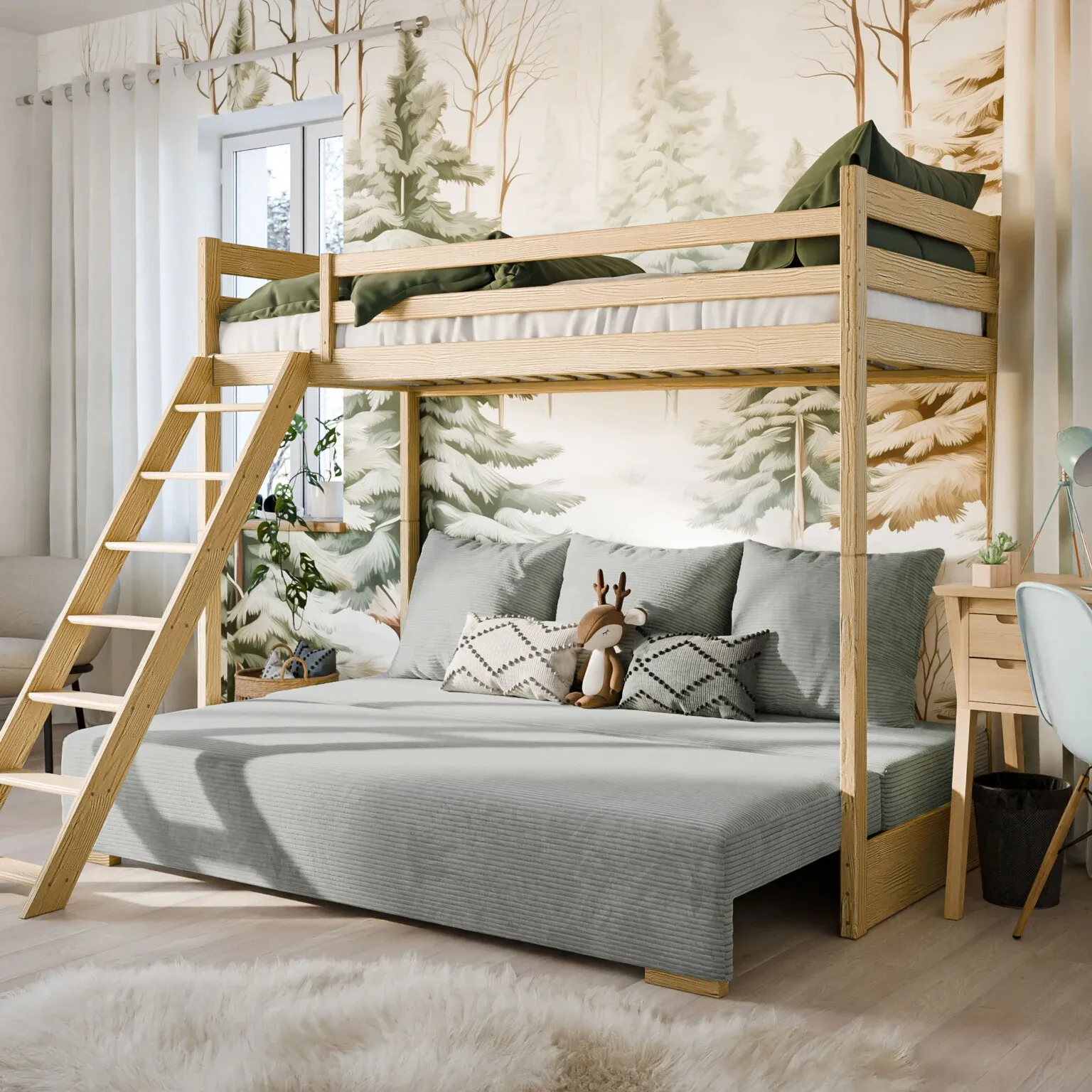 dječji krevet na kat s kaučem sofino 200×90/140×200 - slika 6
