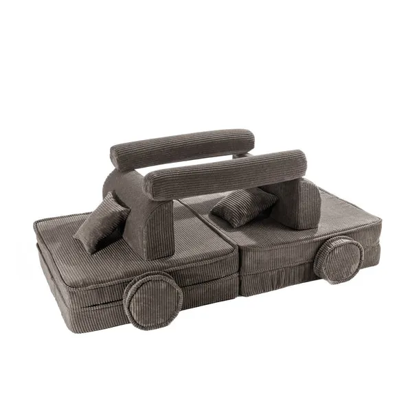 velika modularna sofa za djecu - premium korduro smeđa - slika 2