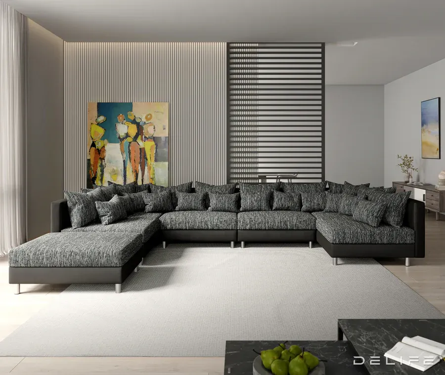 kutna garnitura clovis xl 400x185cm, materijal: strukturirana tkanina - slika 2