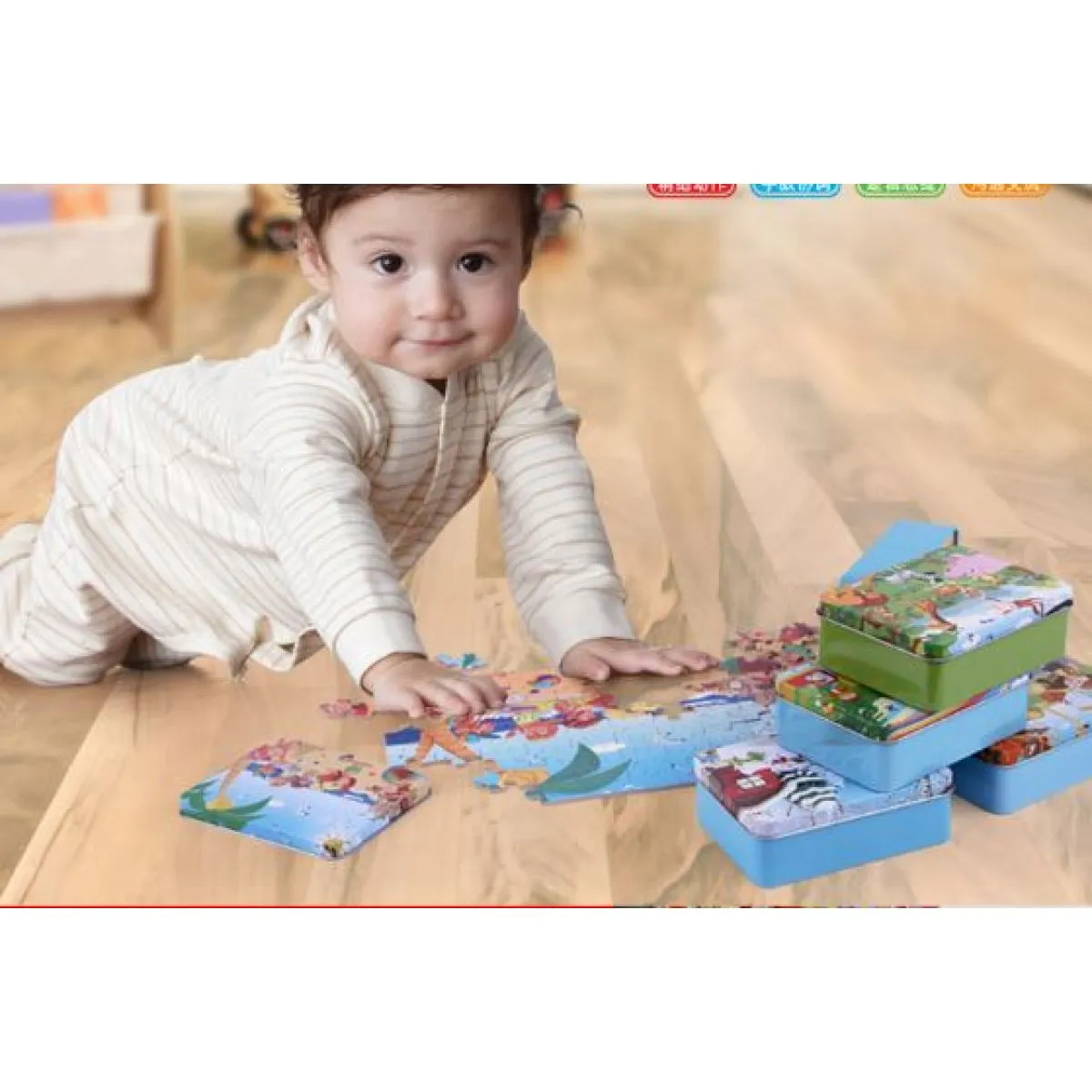 drvene puzzle u metalnoj kutiji (70 komada) promo - slika 6