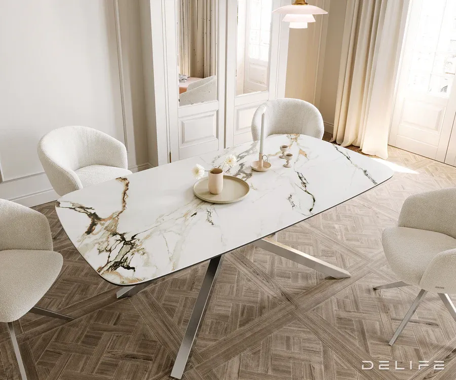 blagovaonski stol edge 200x100cm, materijal: keramika calacatta luxe - slika 5