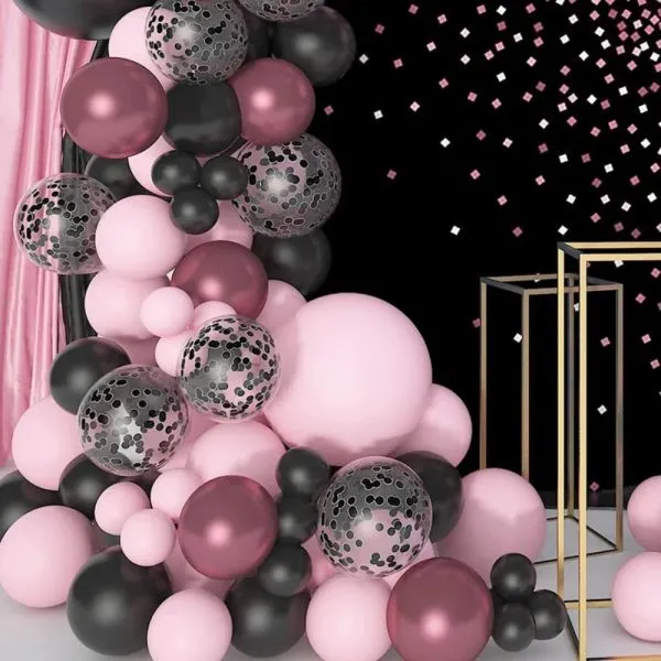 luk od balona - black pink party set (130 balona u setu) - slika 3