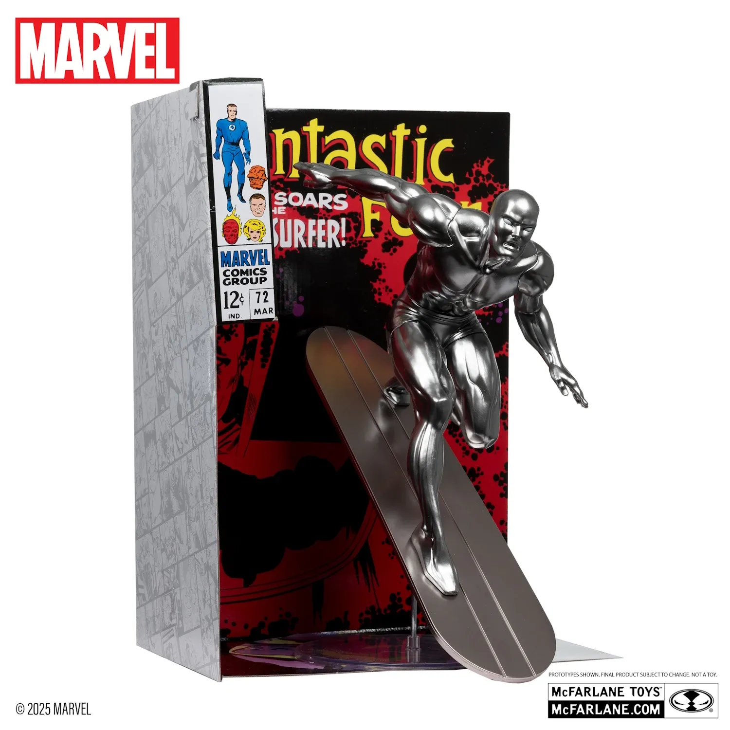 mcfarlane marvel – silver surfer figura25cm + strip fantastic four #72 - slika 5