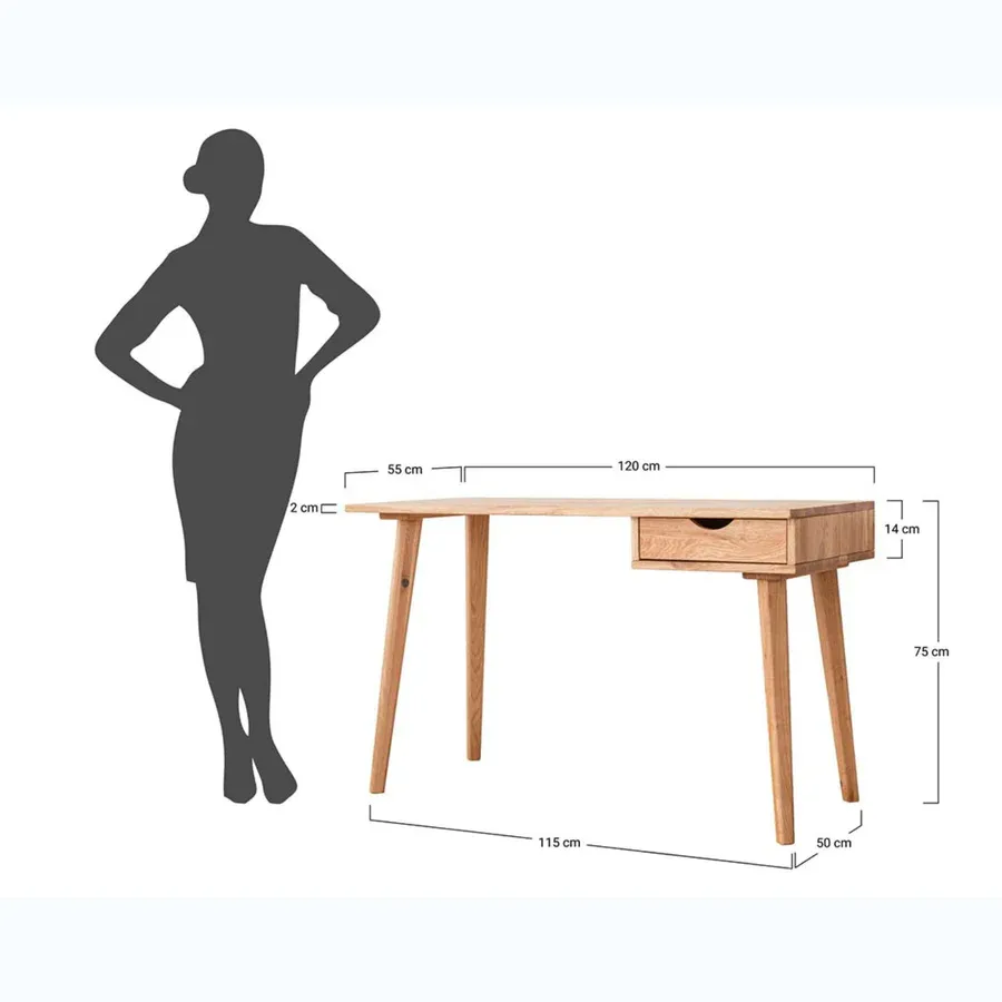 uredski stol simona 120x55 cm, materijal: masivno drvo hrast - slika 12