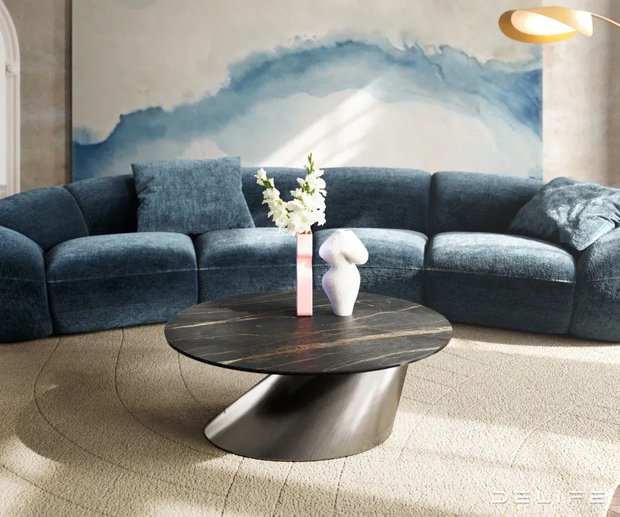 klub stolić edge 90x90cm, materijal: keramika laminam noir desir - slika 2