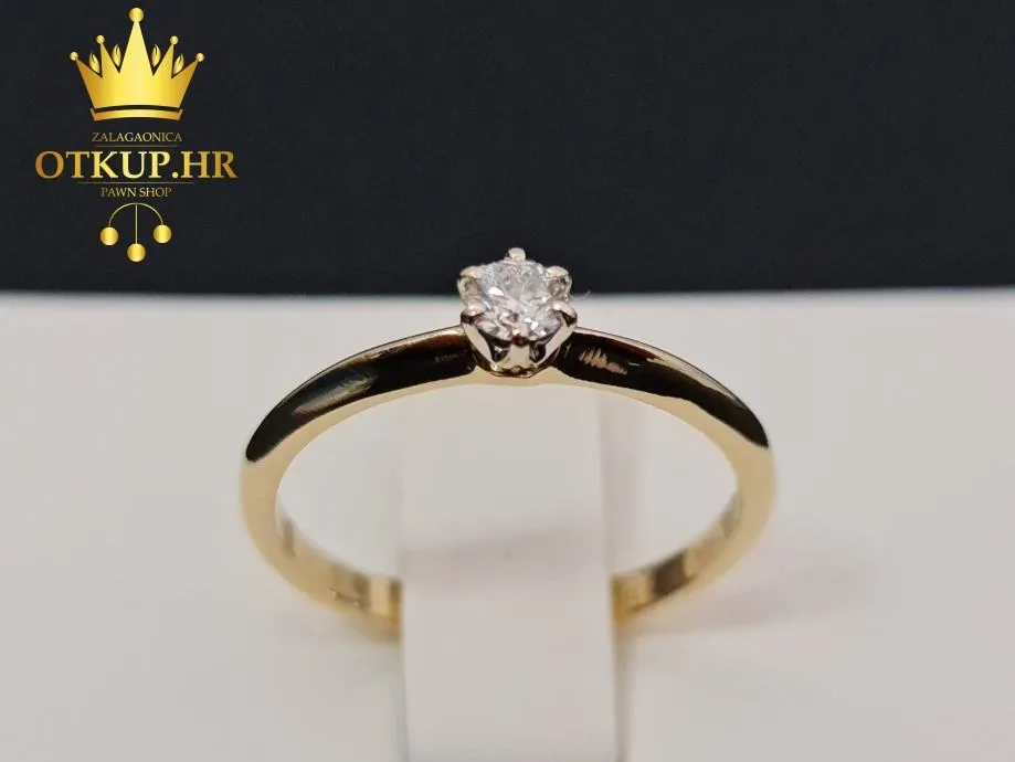 ZLATNI PRSTEN S DIJAMANTOM 0,17ct / R1, RATE ! - Zagreb