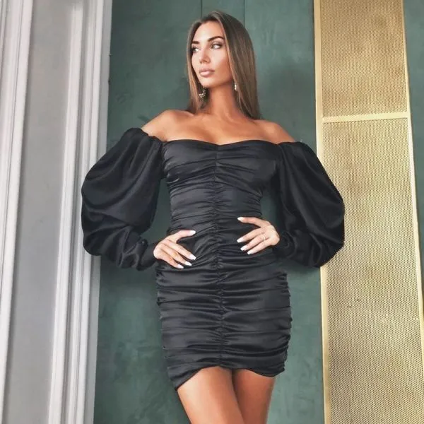 haljina otvorenih ramena mini cocktail dress - slika 10