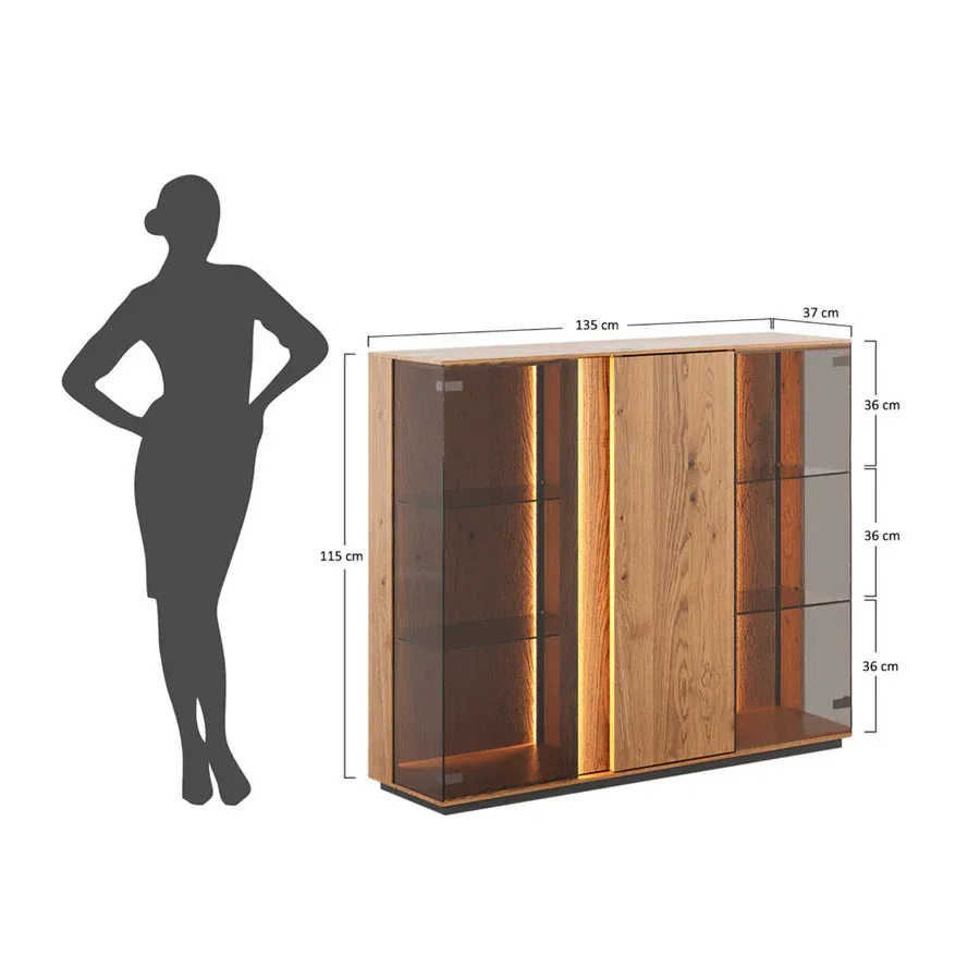 staklena vitrina collodi 135x115cm, materijal: masivno drvo hrast - slika 13