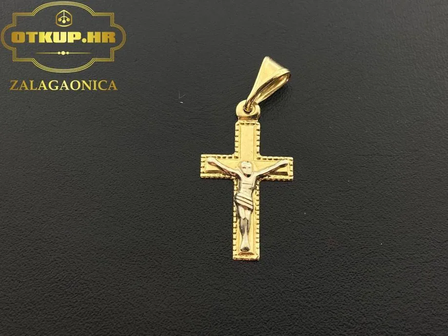 Zlatni Privjesak "križ" 0.66g .585 (14k) / R1, Rate !! - Zagreb