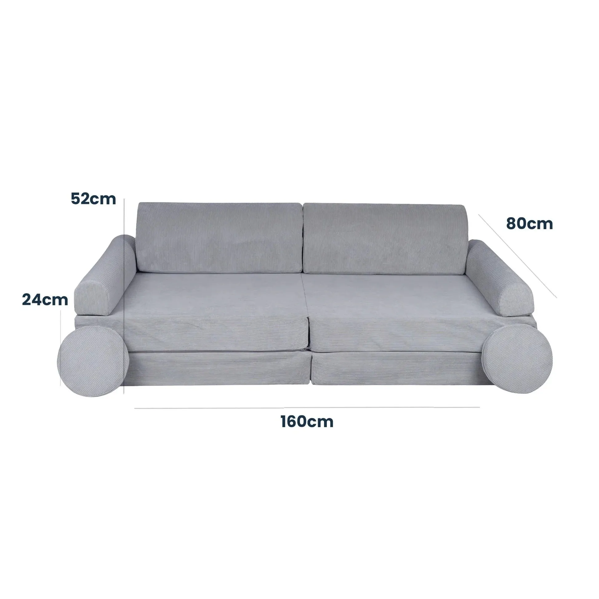 velika slimcord premium modularna sofa - siva - slika 4