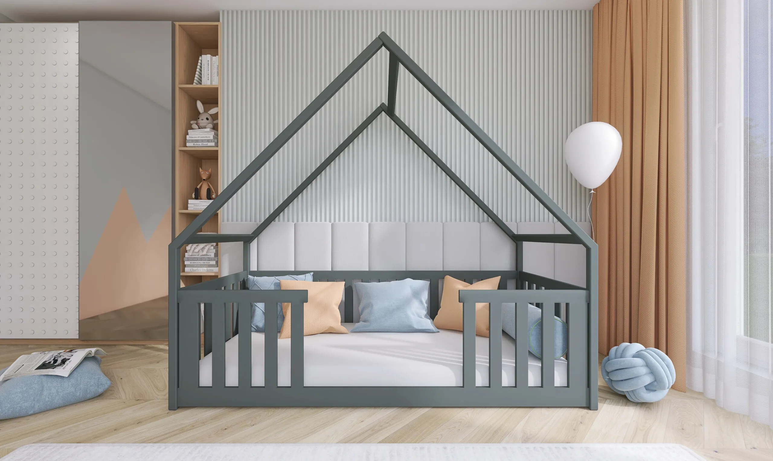 montessori niski krevet kućica 190×90 – puno drvo - slika 3