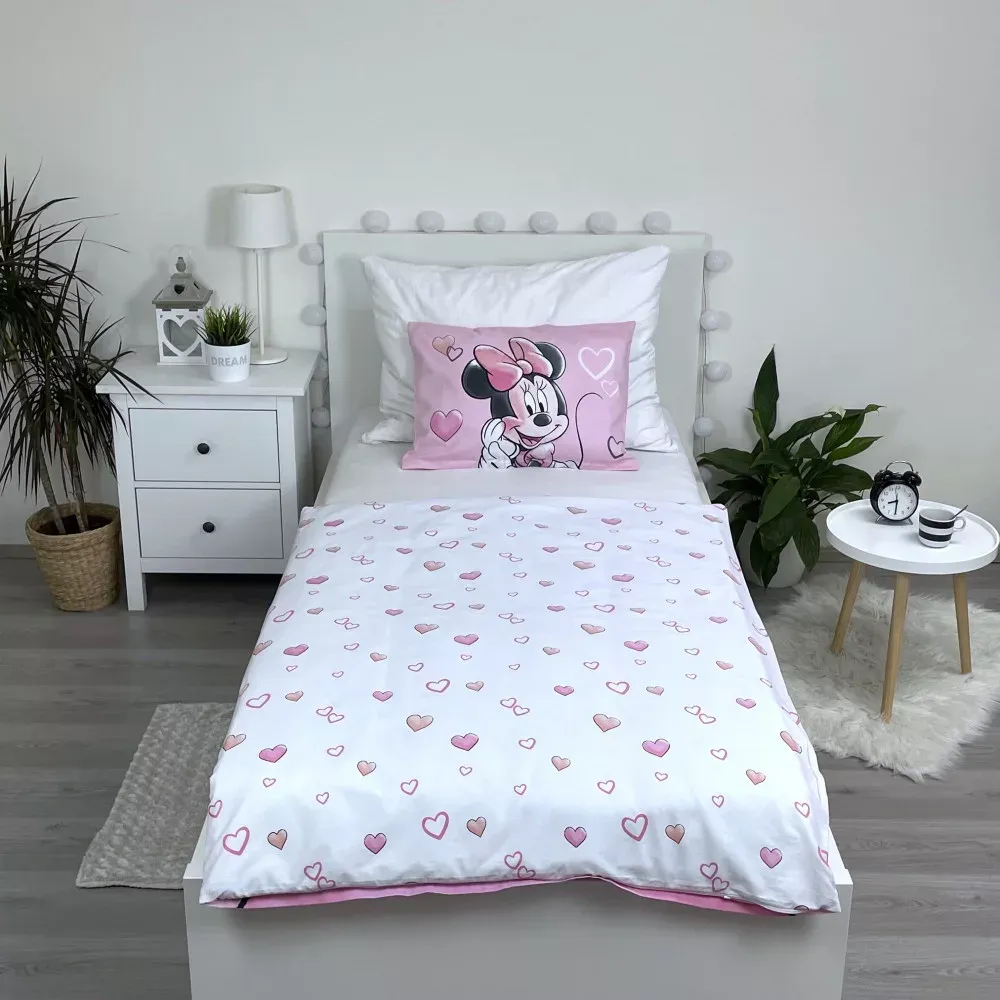 minnie mouse ‘hearts’ posteljina za bebe, 100×135 cm - slika 3
