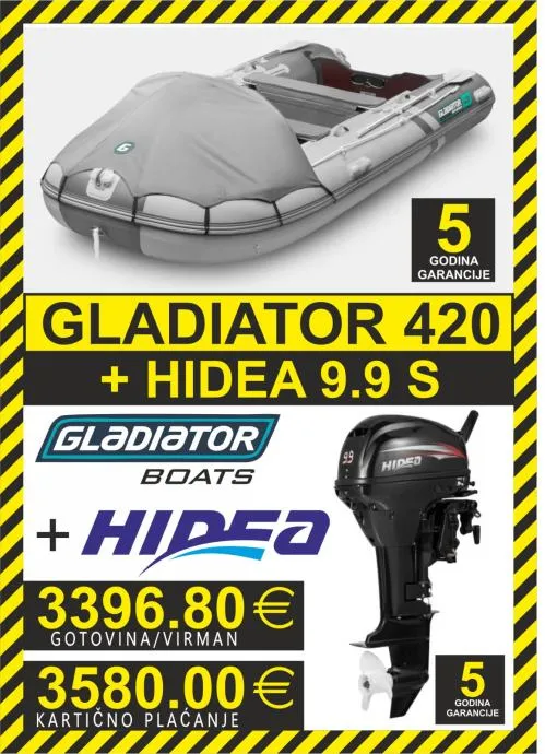 set gumenjak gladiator 420 + motori hidea - slika 3