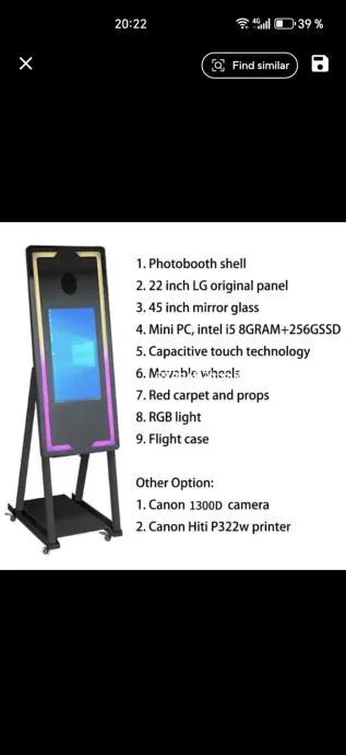 photo booth 65 inča selfi zrcalo s hd kamerom + printer + kutija - slika 4