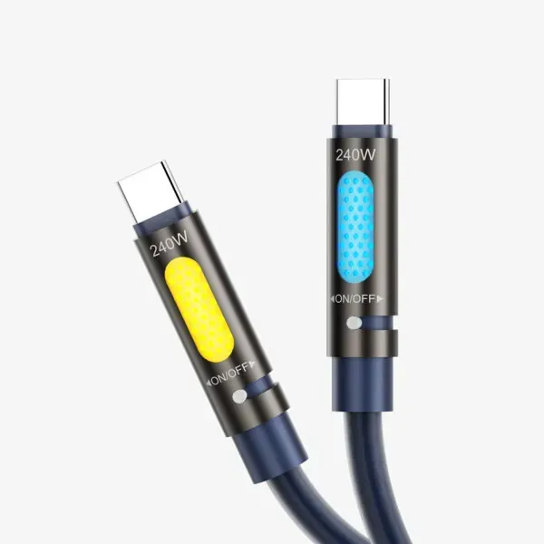 bwoo usb-c na usb-c kabel za punjenje s rgb ambijetalnim osvjetljenjem i aromaterapijom, 240w, 1.2 m - slika 8