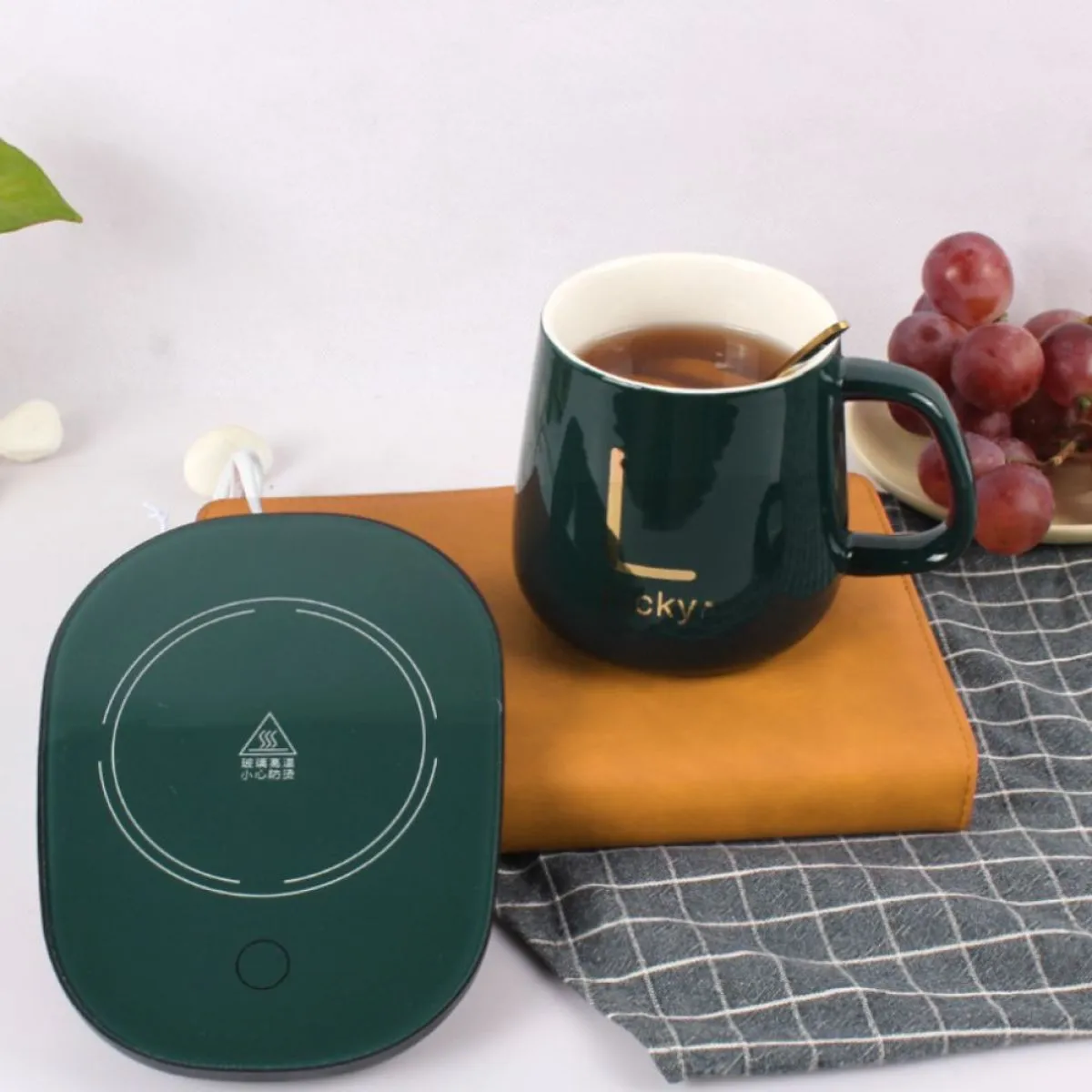set šalice,grijač i žlice - malahit - slika 5