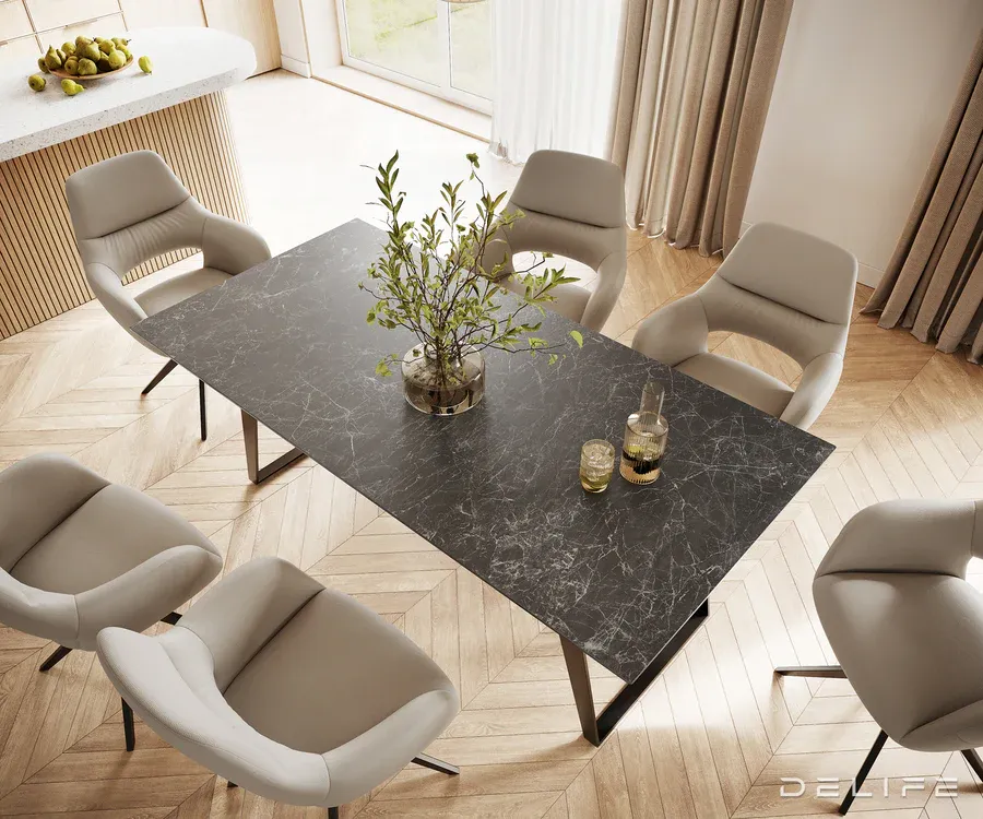 blagovaonski stol edge 200x100, materijal: keramika laminam nero greco - slika 3